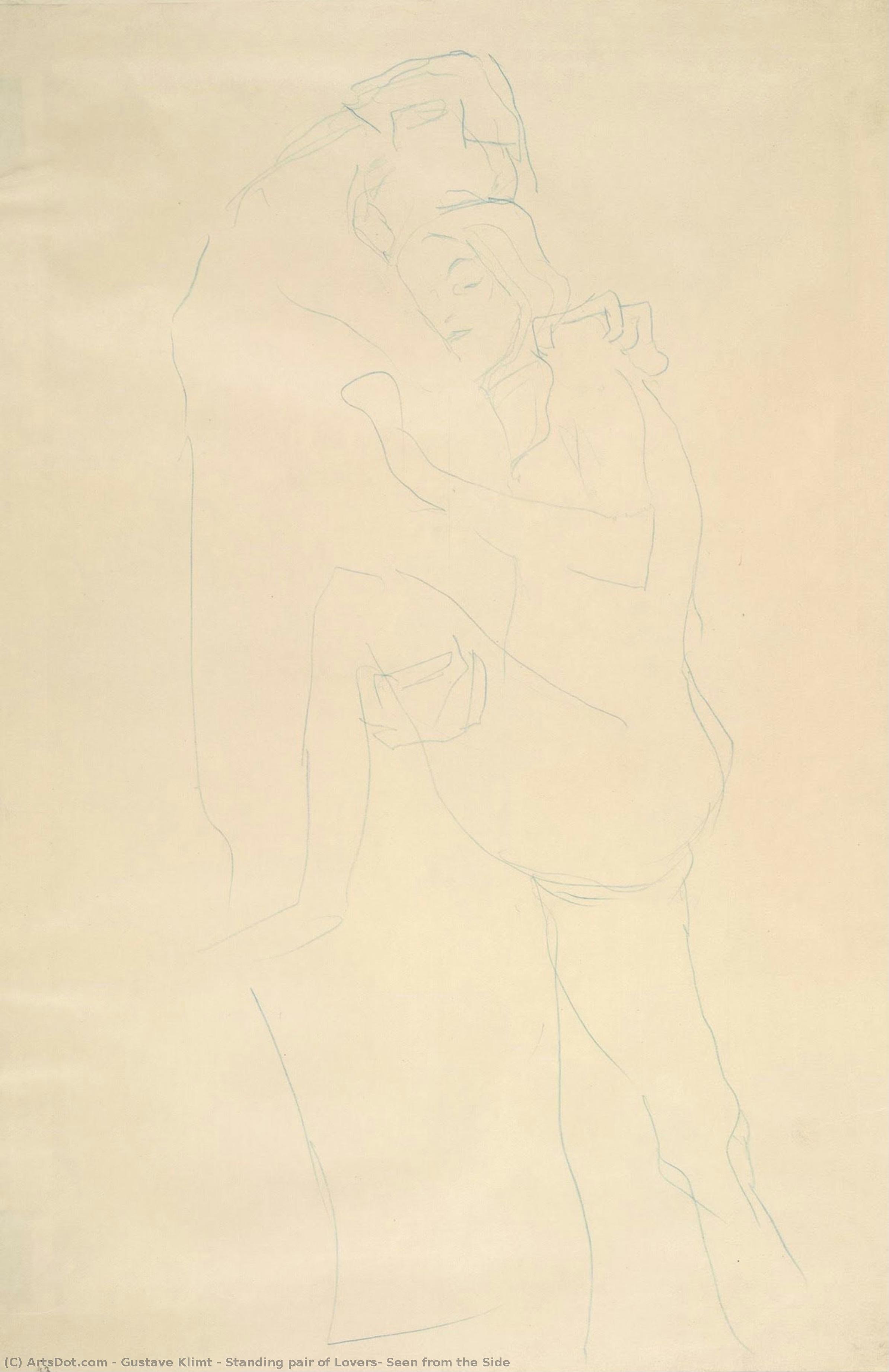 Standing Pair Of Lovers, Seen From The Side — Gustav Klimt