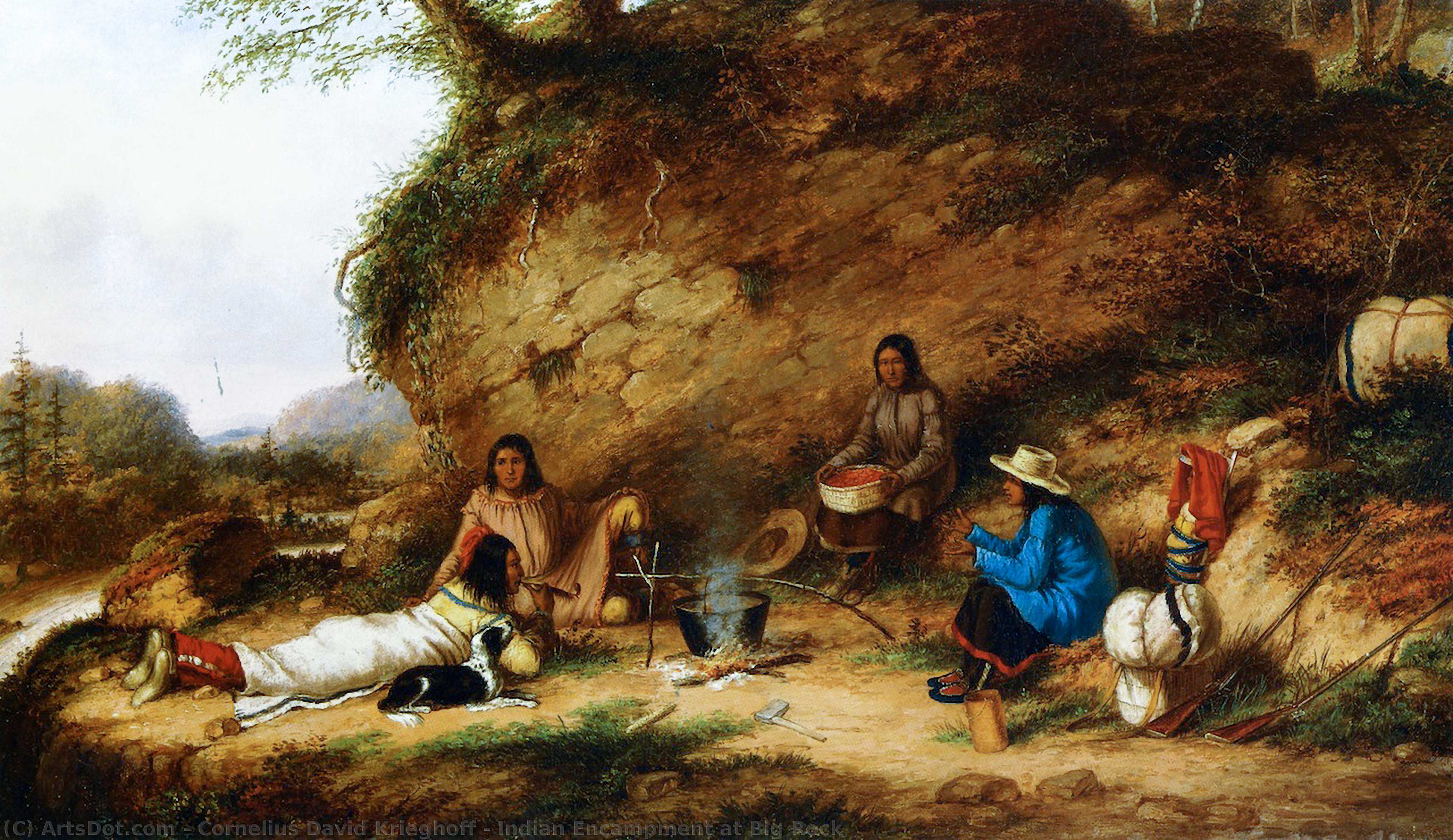 Indian Encampment At Big Rock — Cornelius David Krieghoff