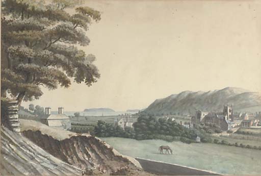 Horses Grazing Outside Bangor Town — Moses Griffith