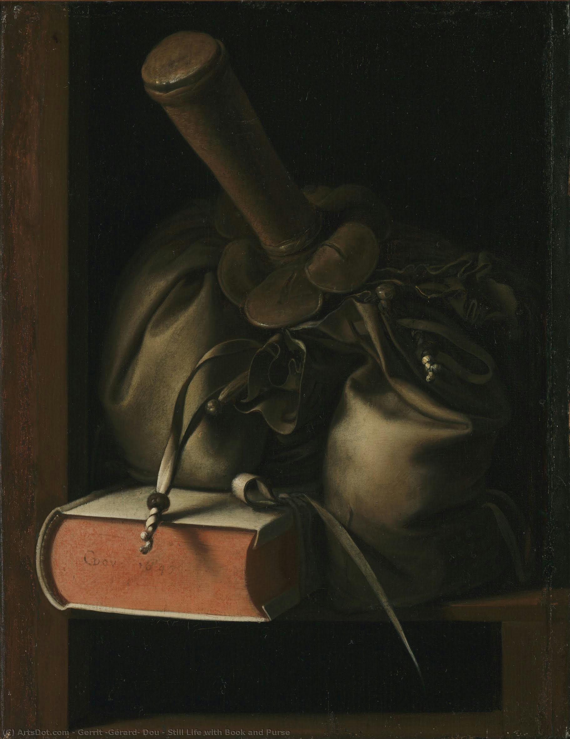 Still Life With Book And Purse — Gerrit Dou