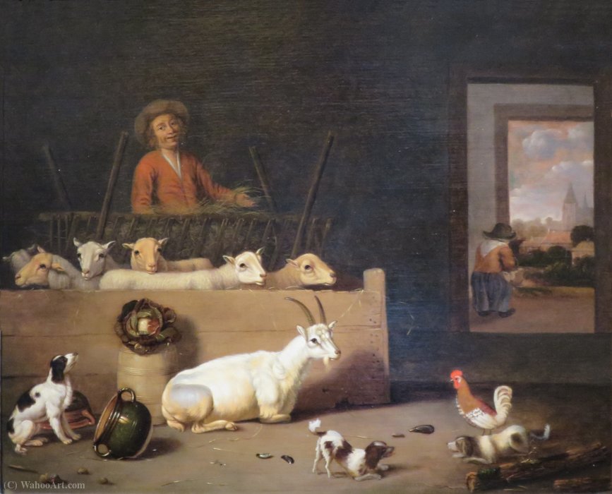 Peasant And Fold In Cattle Shed — Hubert Van Ravesteyn