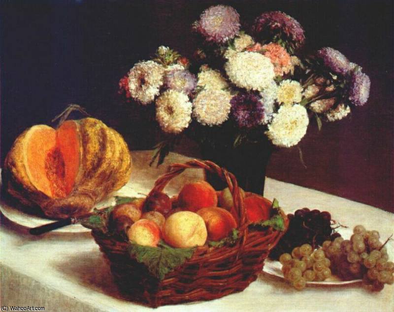 China Asters And Fruit — Henri Fantin-latour