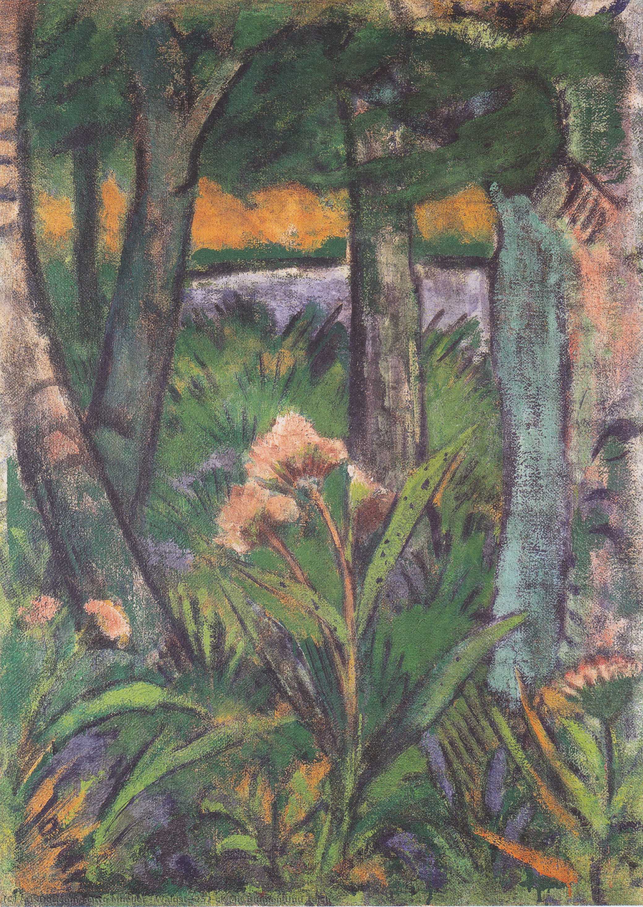 Waldstück Mit Blumen Und Teich — Otto Mueller