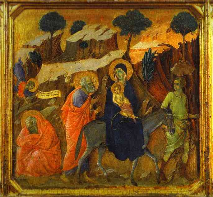 Maestó (front, Predella), The Flight Into Egypt — Duccio Di Buoninsegna