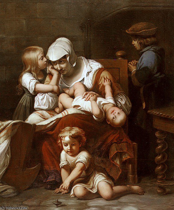 Juene Mere Et Ses Enfants — Hippolyte-paul Delaroche