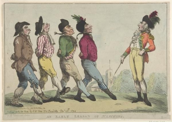 An Early Lesson Of Marching — Thomas Rowlandson