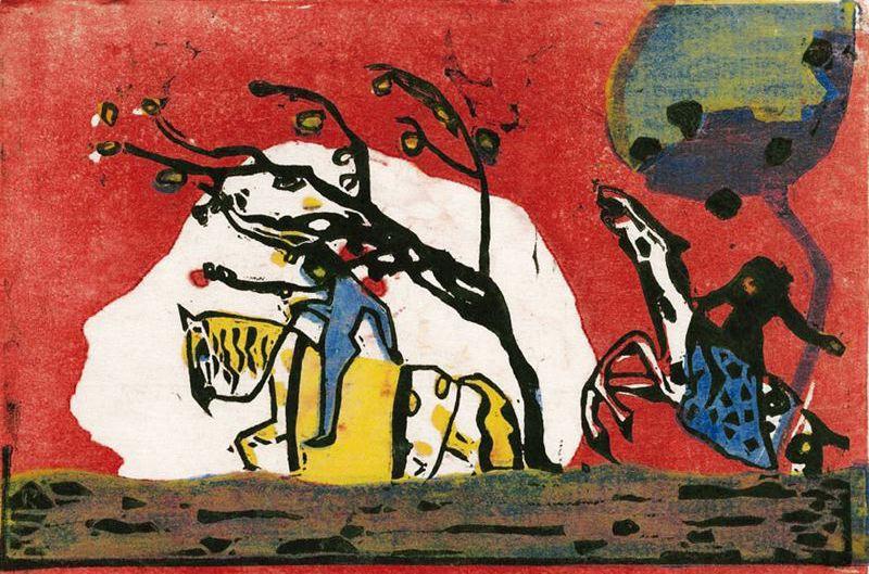 Two Riders In Red — Wassily Wassilyevich Kandinsky