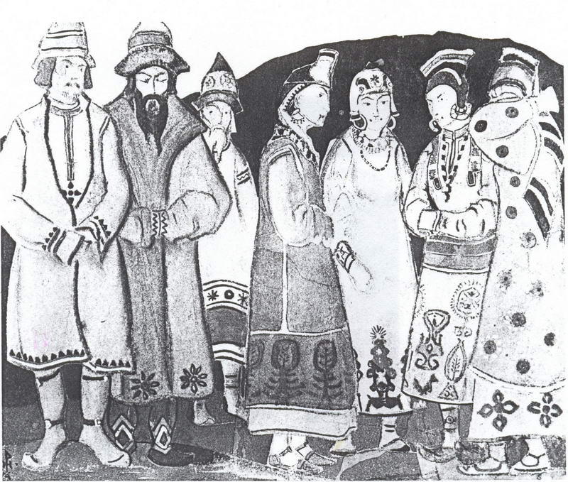 The Scene With Seven Figures In Costumes — Nicholas Roerich