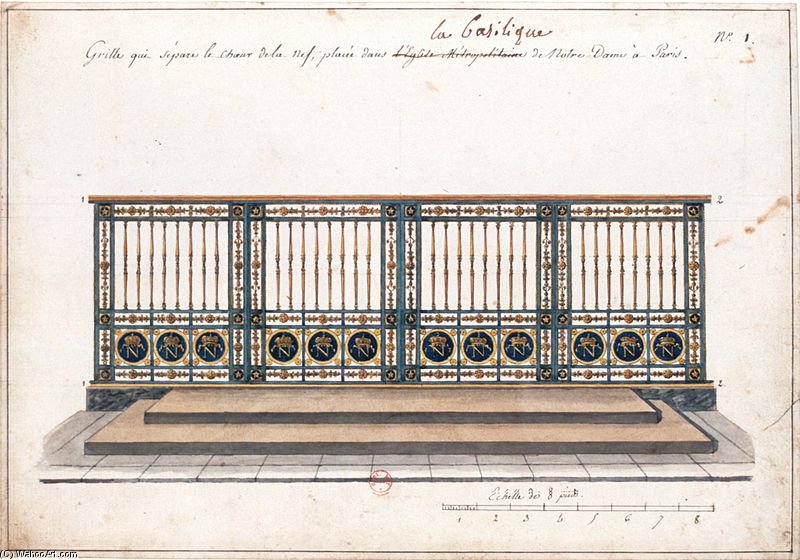 Drawing Grid That Separates The Chancel From The Nave, Located In The Metropolitan Church Of Notre-dame In Paris — Charles Percier