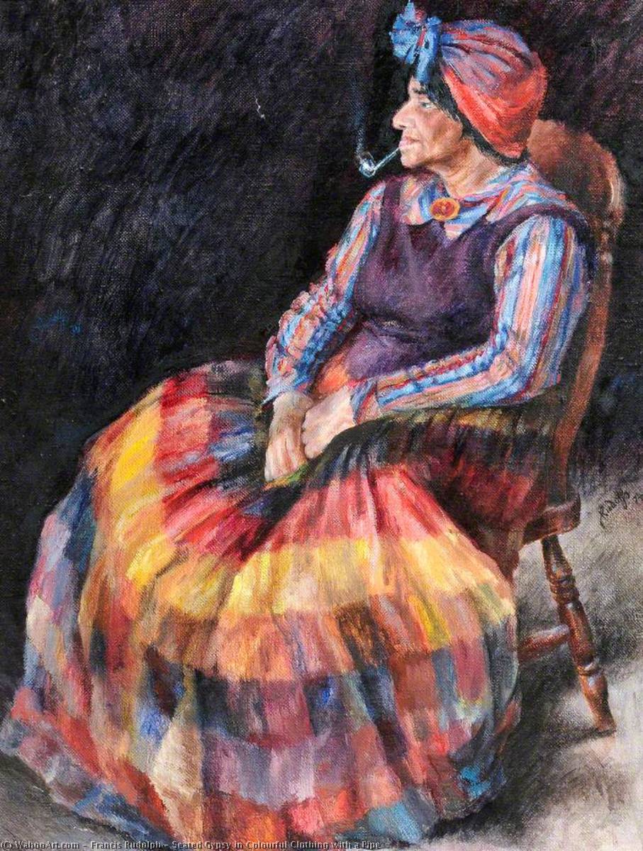 Seated Gypsy In Colourful Clothing With A Pipe — Francis Rudolph
