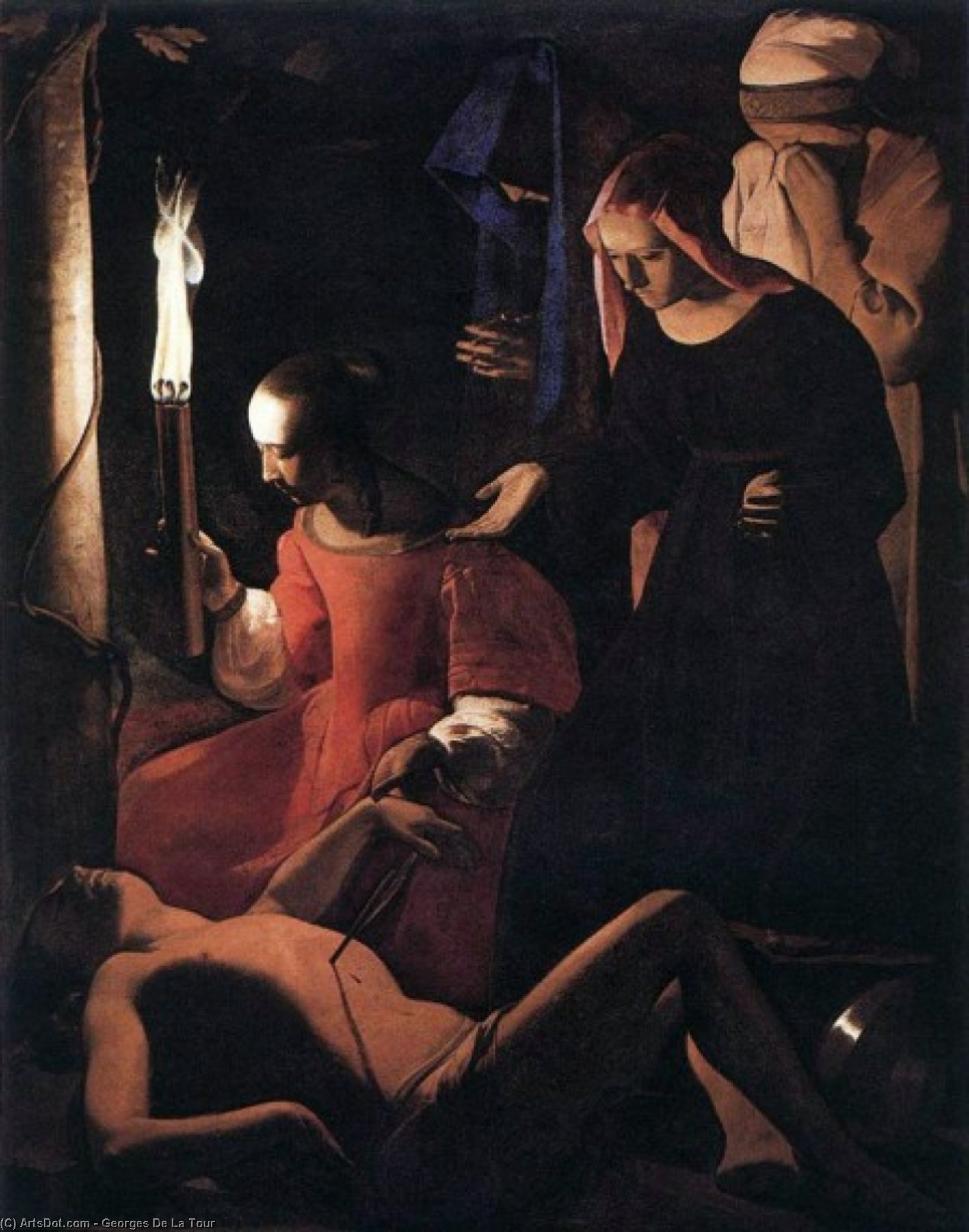 St Sebastian Attended By St Irene — Georges De La Tour