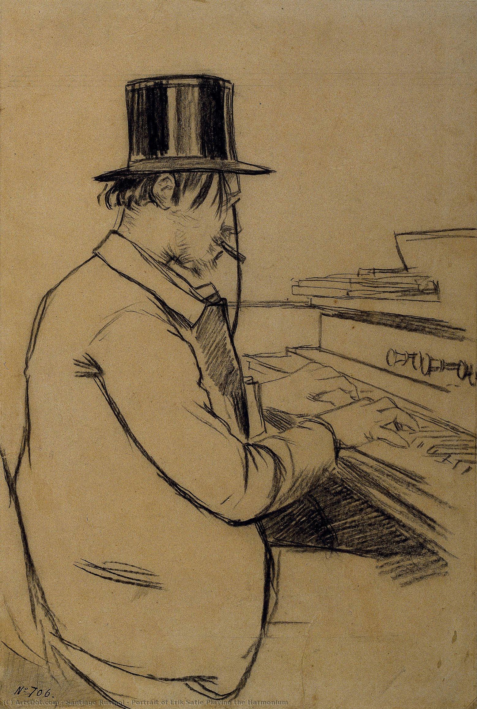 Portrait Of Erik Satie Playing The Harmonium — Santiago Rusiñol