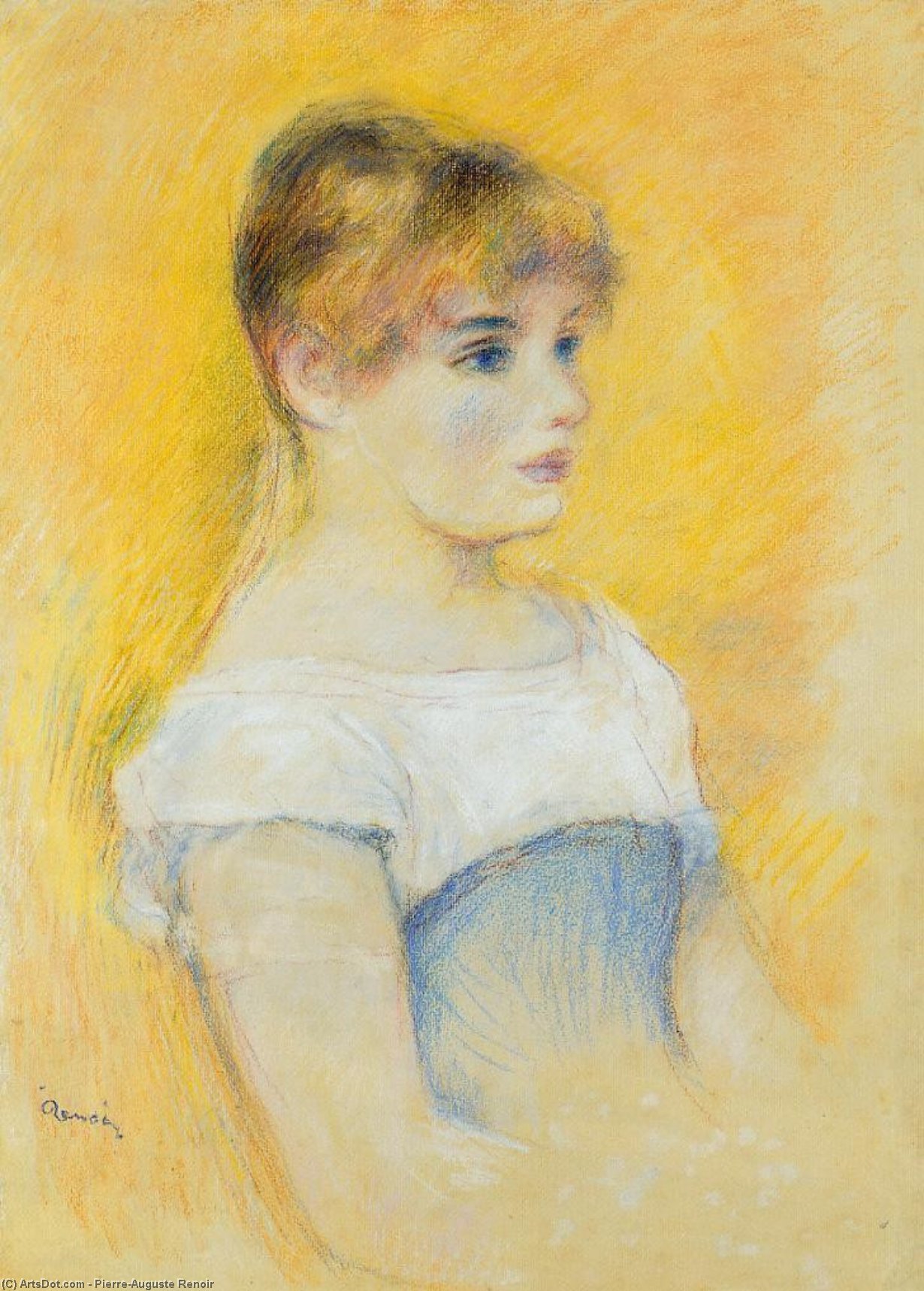 Young Girl In A Blue Corset — Pierre-auguste Renoir