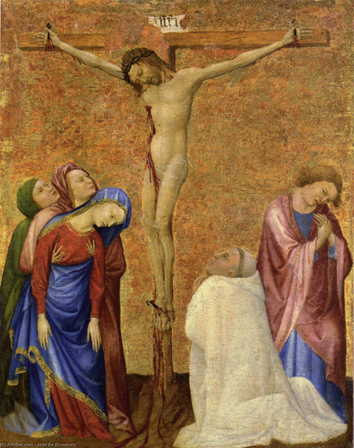 Christ On The Cross With A Praying Carthusian Monk — Jean De Beaumetz