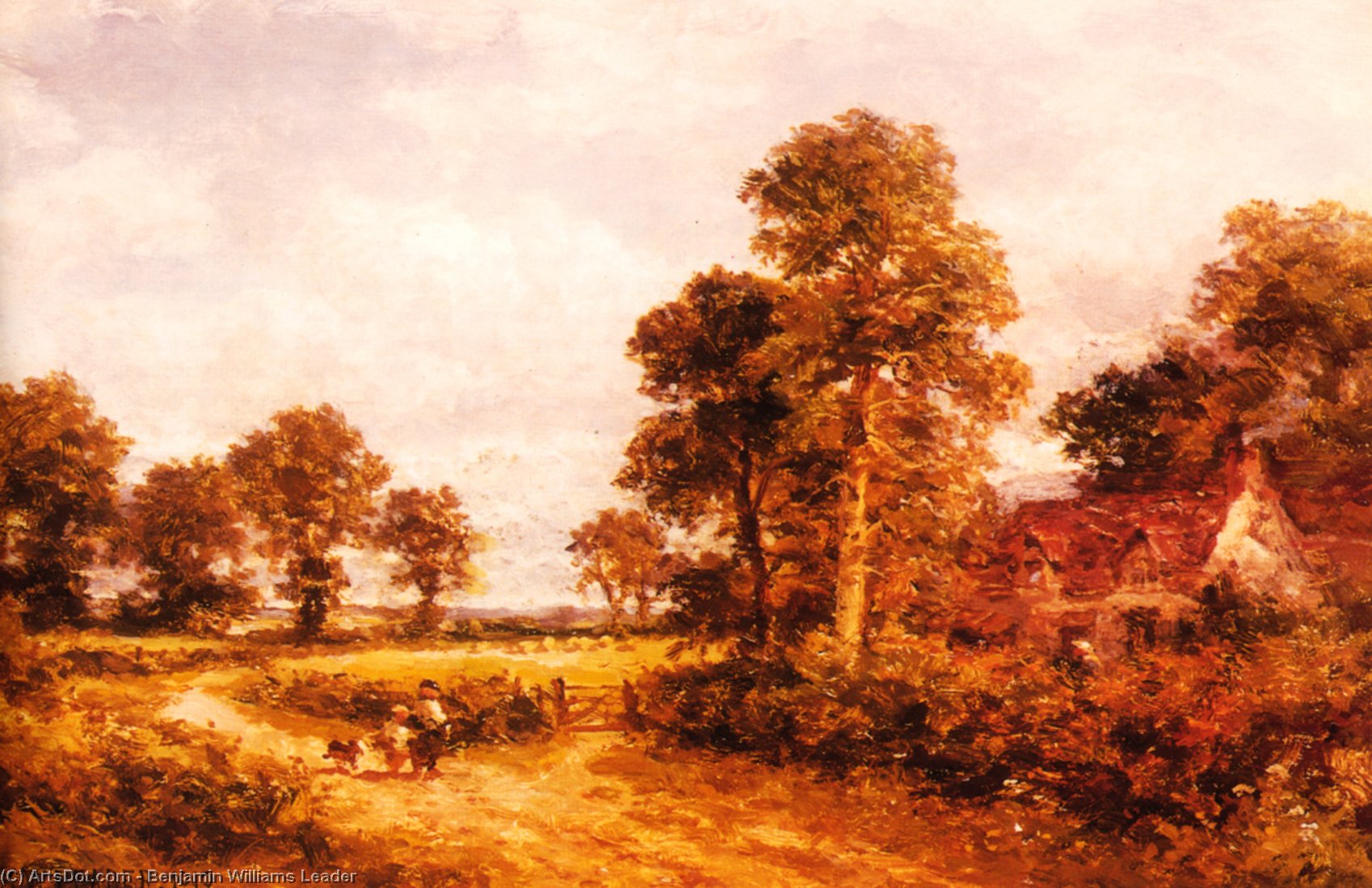 The Lane At Whittington, Worcestershire — R.a Benjamin Williams Leader