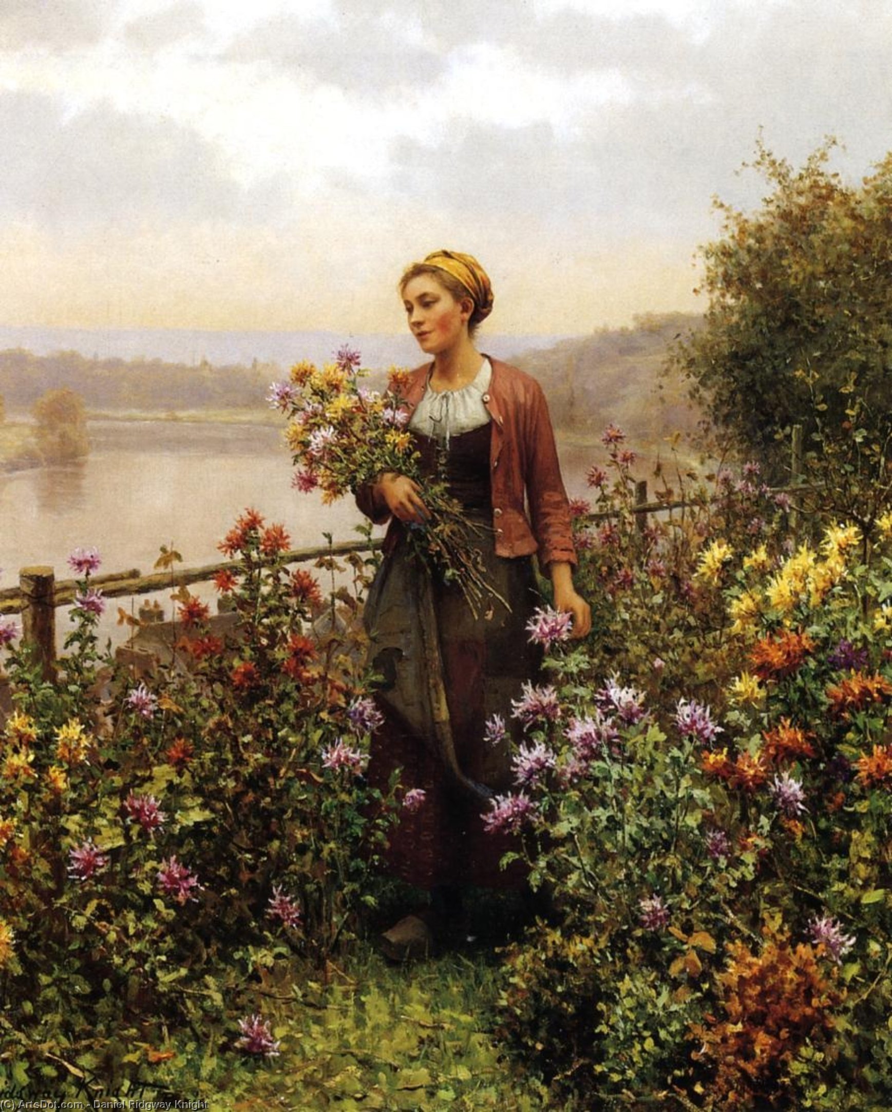 Woman In A Garden — Daniel Ridgway Knight