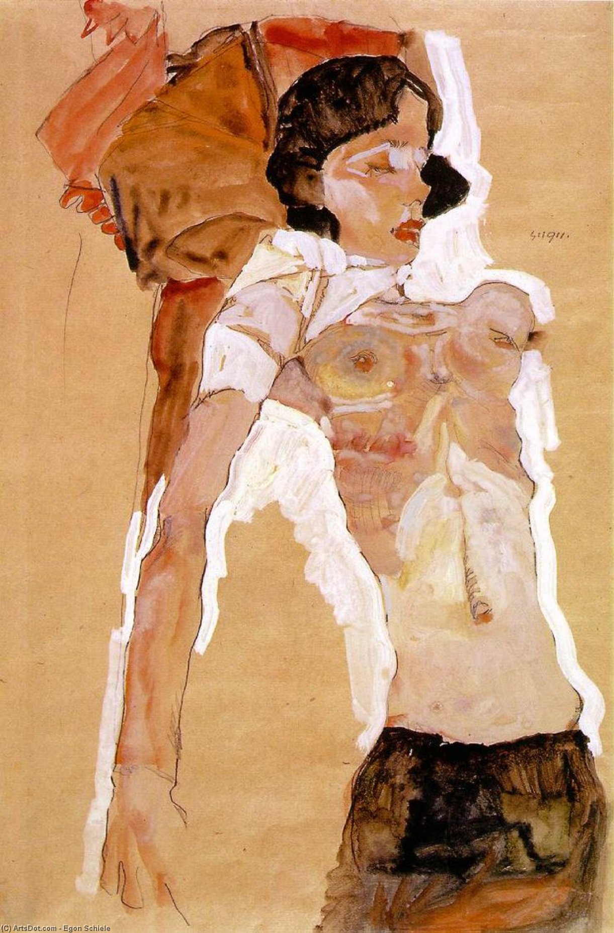 Halbnacktes Mädchen, Liegend 1911 — Egon Schiele