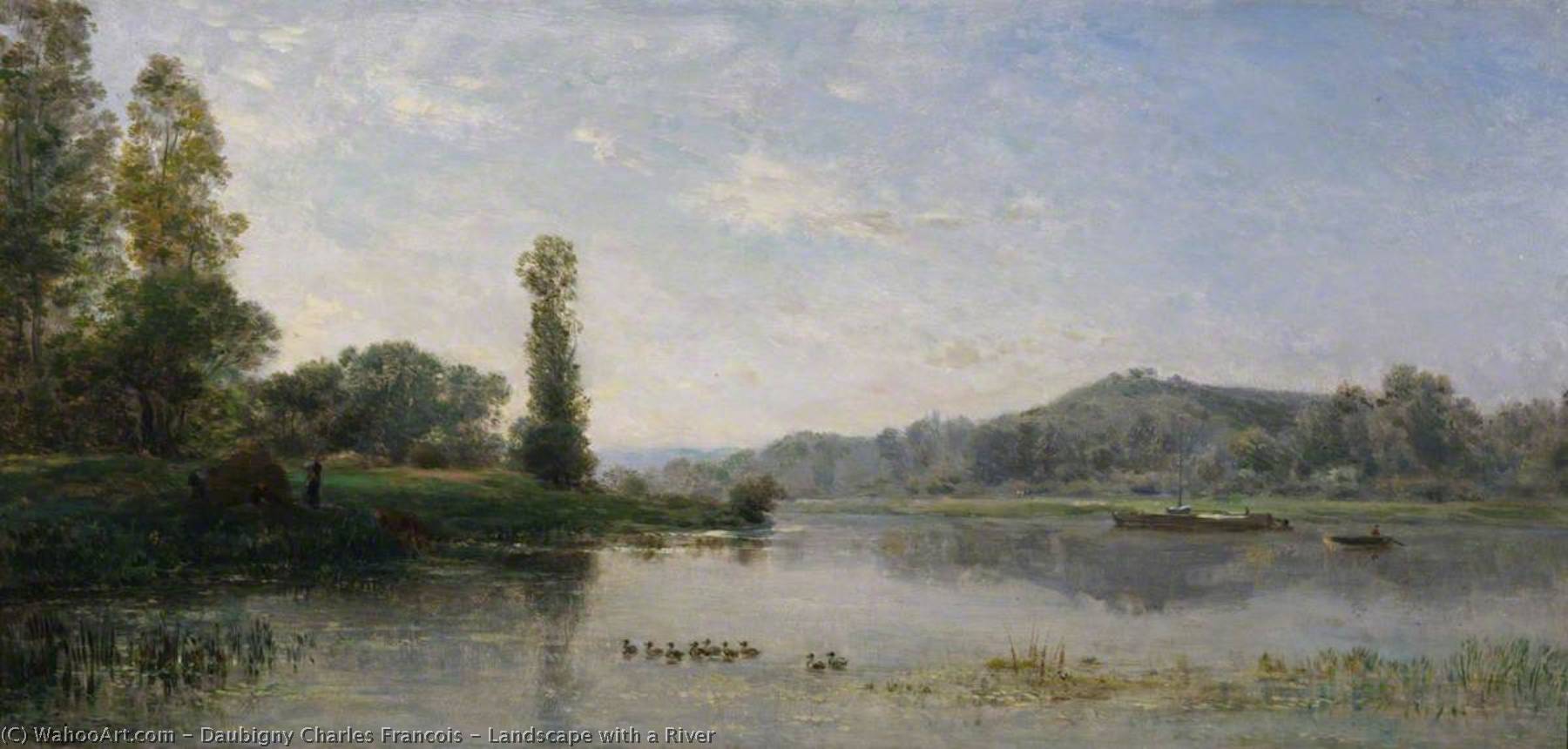 Landscape With A River — Charles-françois Daubigny