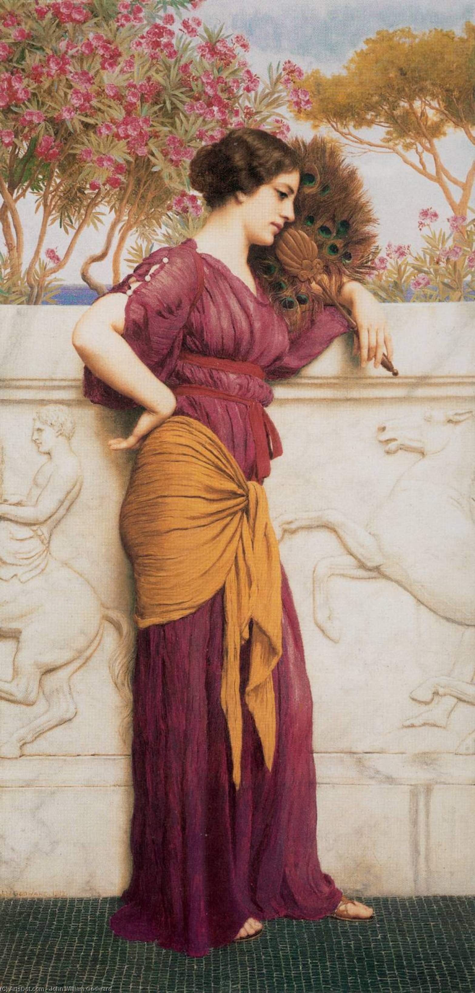 The Peacock Fan — R.b.a John William Godward