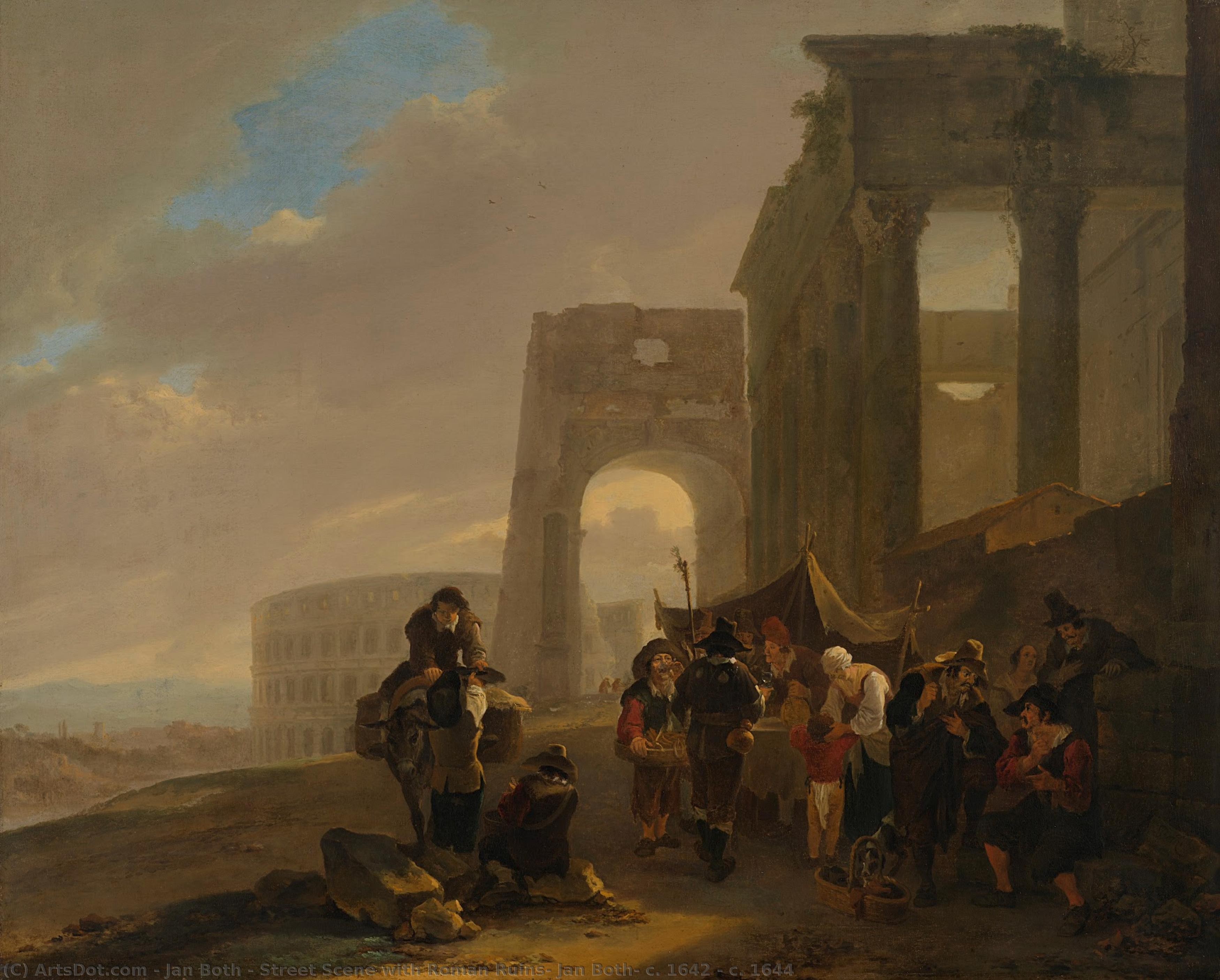 Street Scene With Roman Ruins, Jan Both, C. 1642 - C. 1644 — Jan Bot