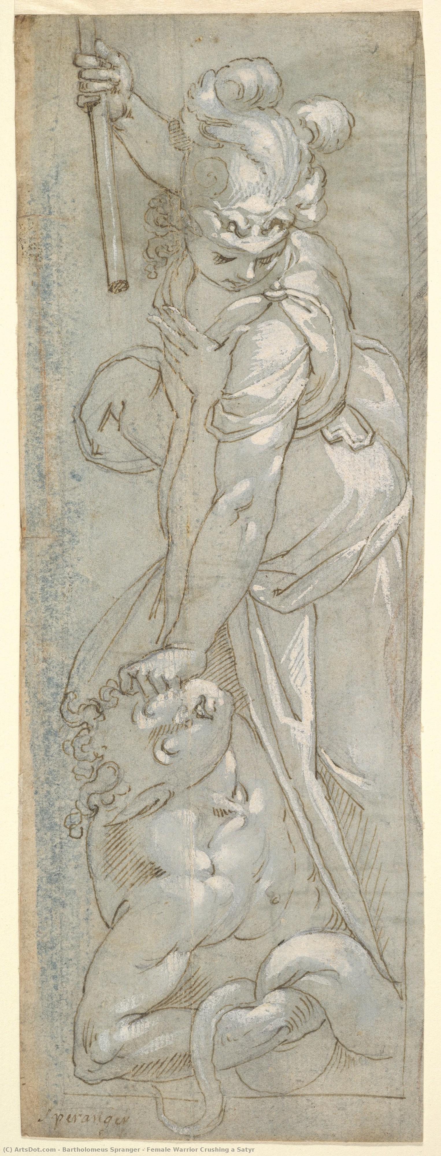 Female Warrior Crushing A Satyr — Bartholomeus Spranger