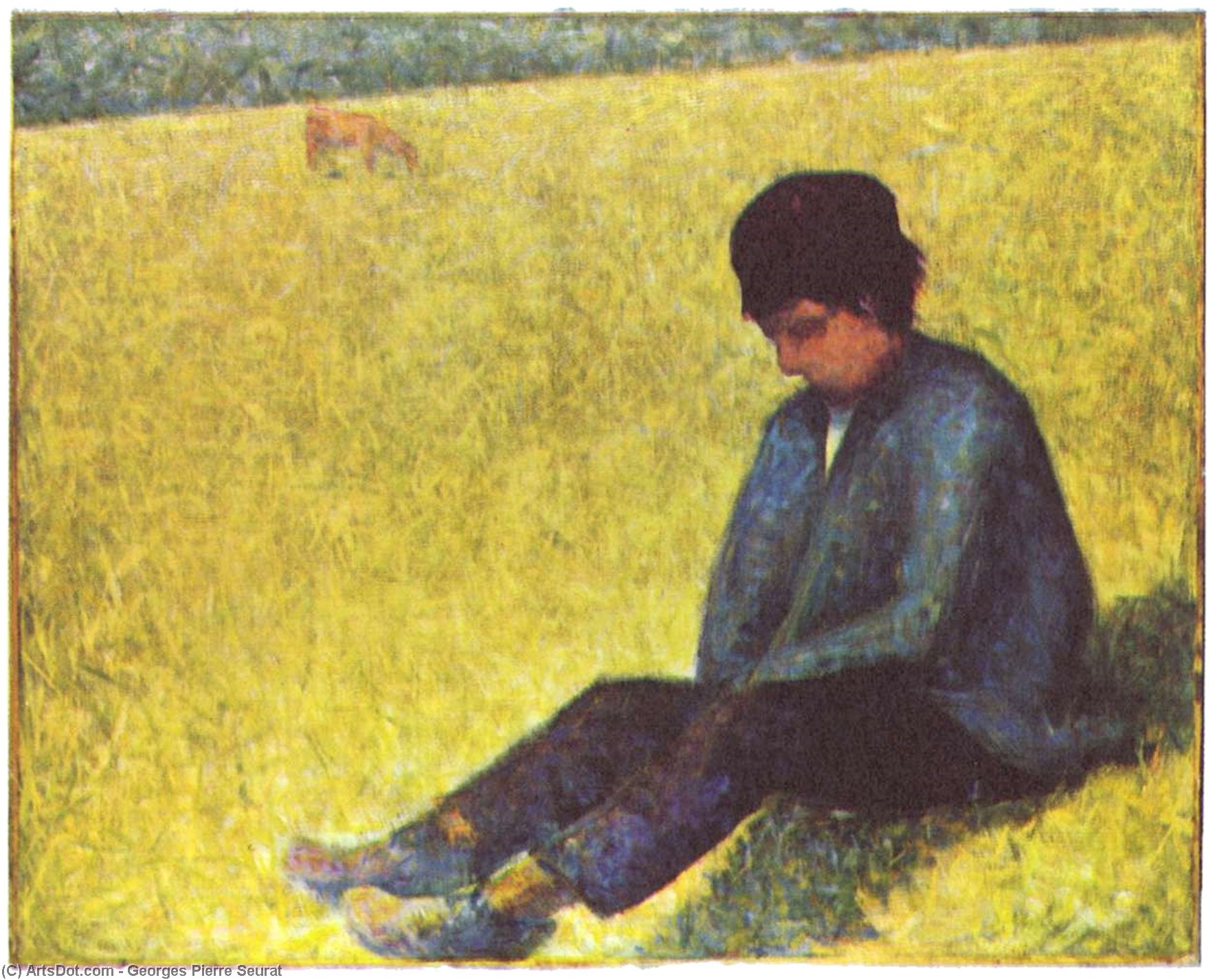 Peasant Boy Sitting In A Meadow — Georges Seurat