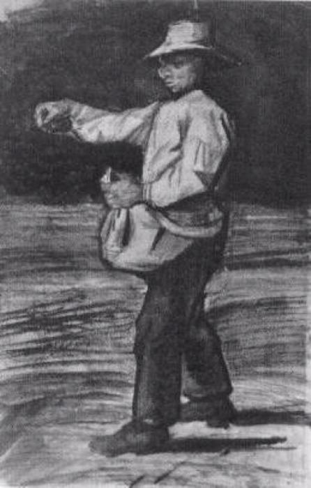 Man Feeding Chickens Or Sowing — Vincent Willem Van Gogh