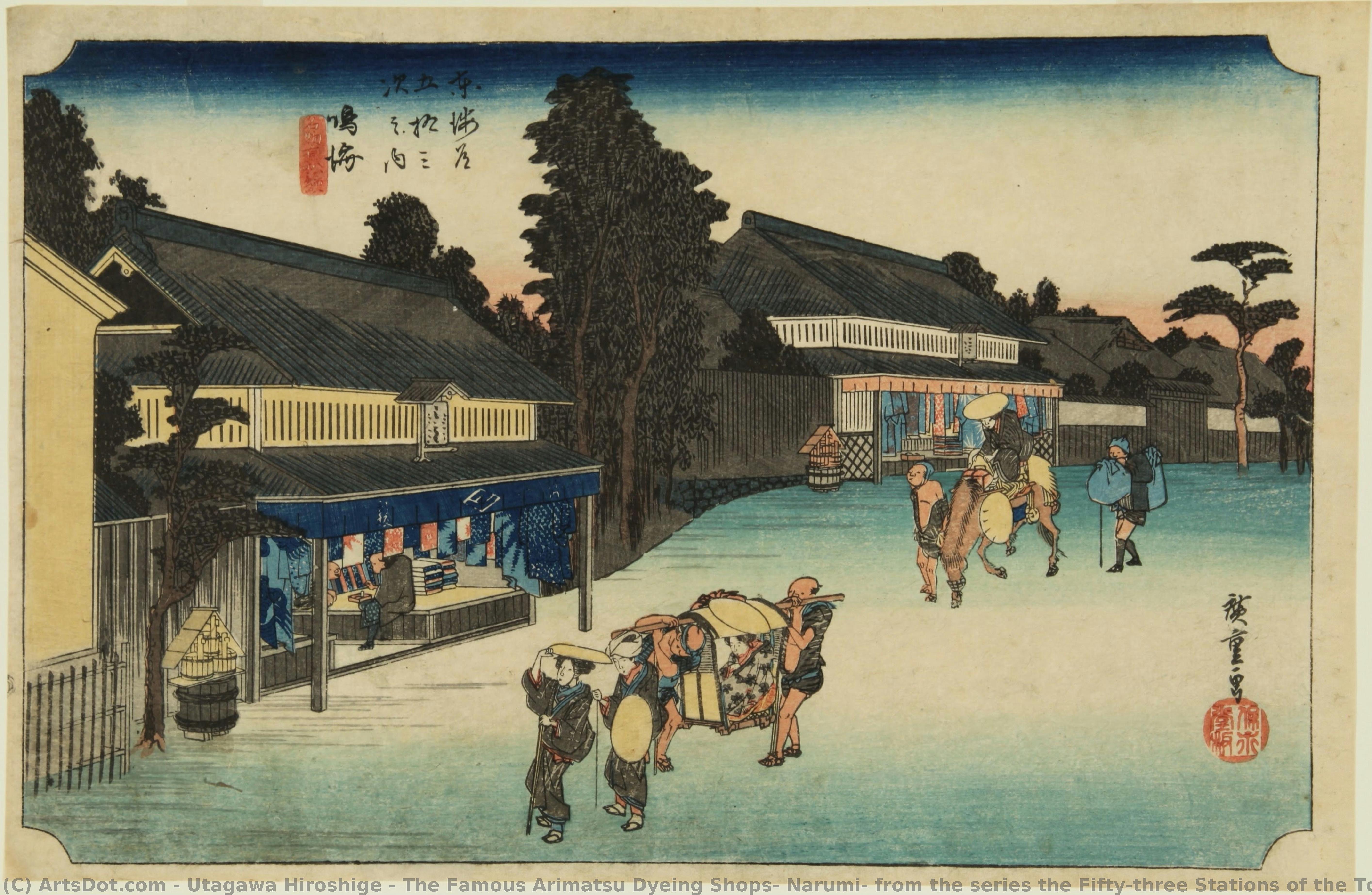 The Famous Arimatsu Dyeing Shops, Narumi, From The Series The Fifty-three Stations Of The Tokaido (hoeido Edition) — Utagawa Hiroshige