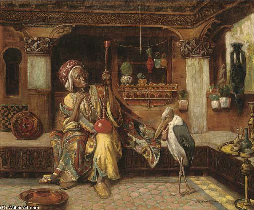 Oriental Smoker With Hookah And Marabou — Gyula Tornai