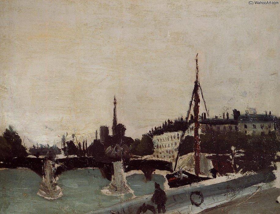 Notre Dame - View Of The Ile Saint-louis (study) — Henri Emilien Rousseau