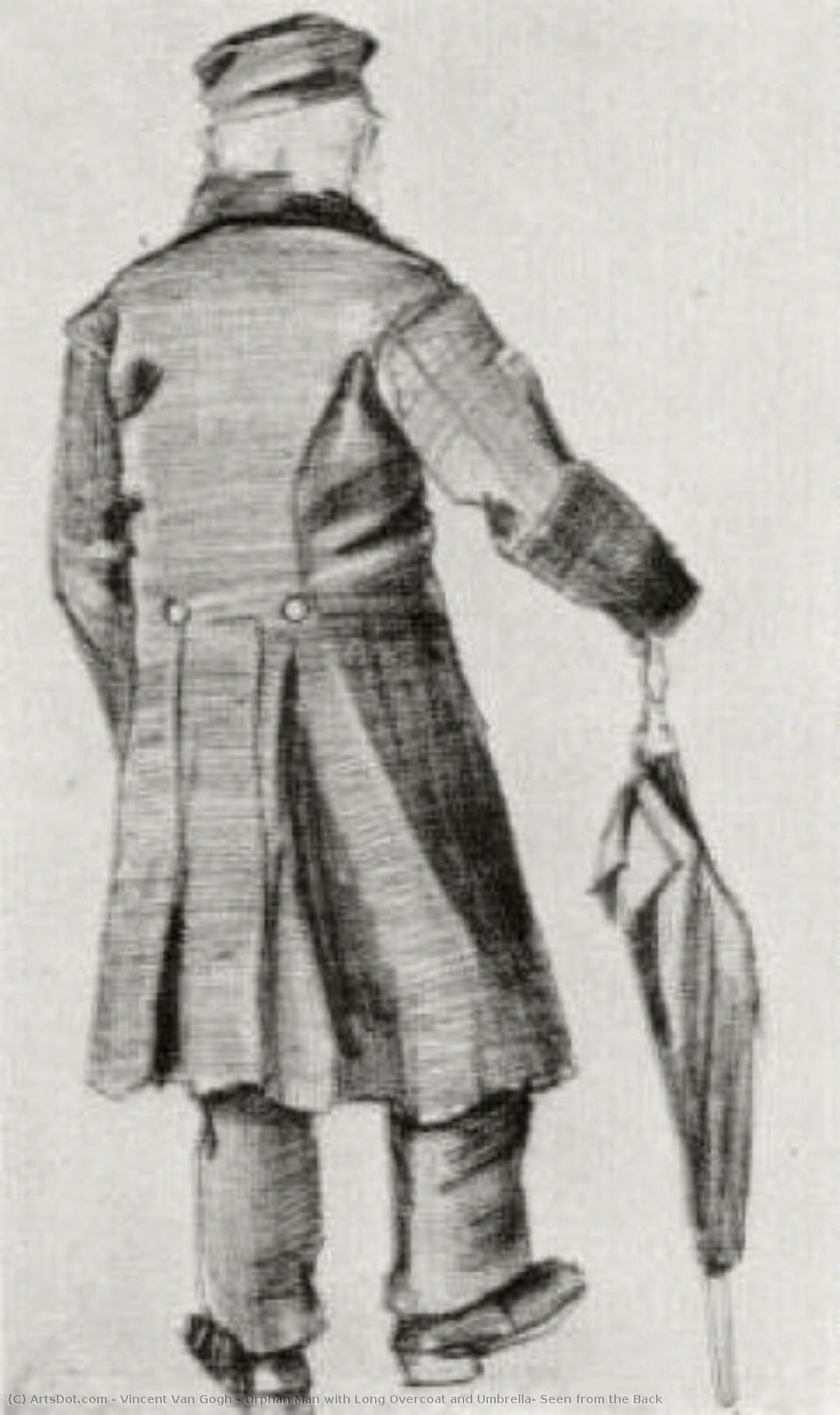 Orphan Man With Long Overcoat And Umbrella, Seen From The Back — Vincent Willem Van Gogh