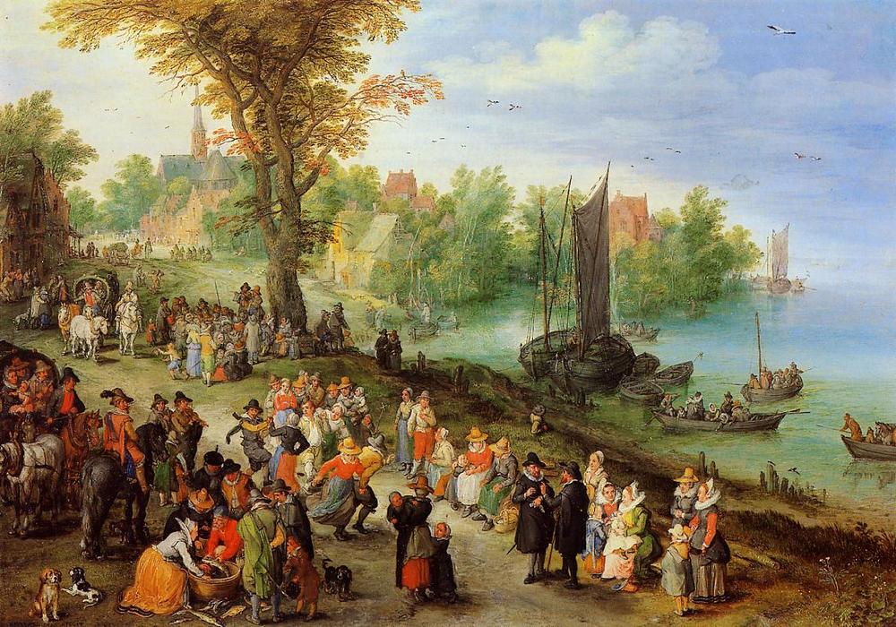 Village Landscape With Self Portrait — Jan Brueghel The Elder