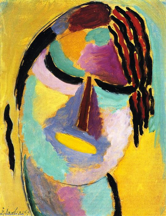 Mystical Head: Yellow Mouth Within Violet — Alexej Von Jawlensky