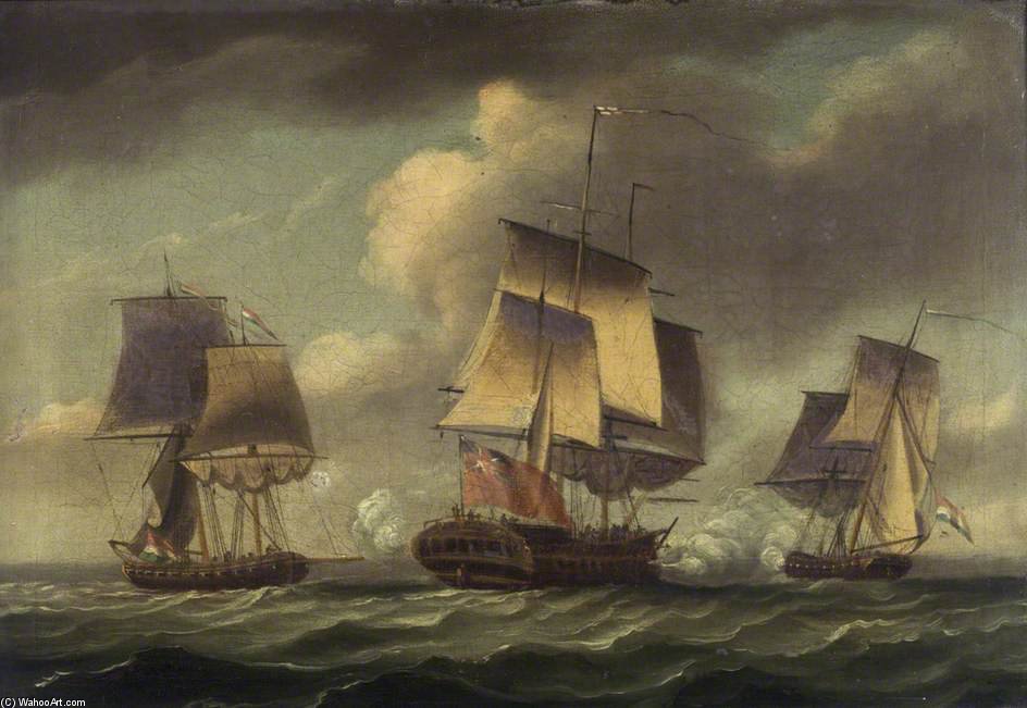 The 'artois' Capturing Two Dutch Privateers — Robert Dodd