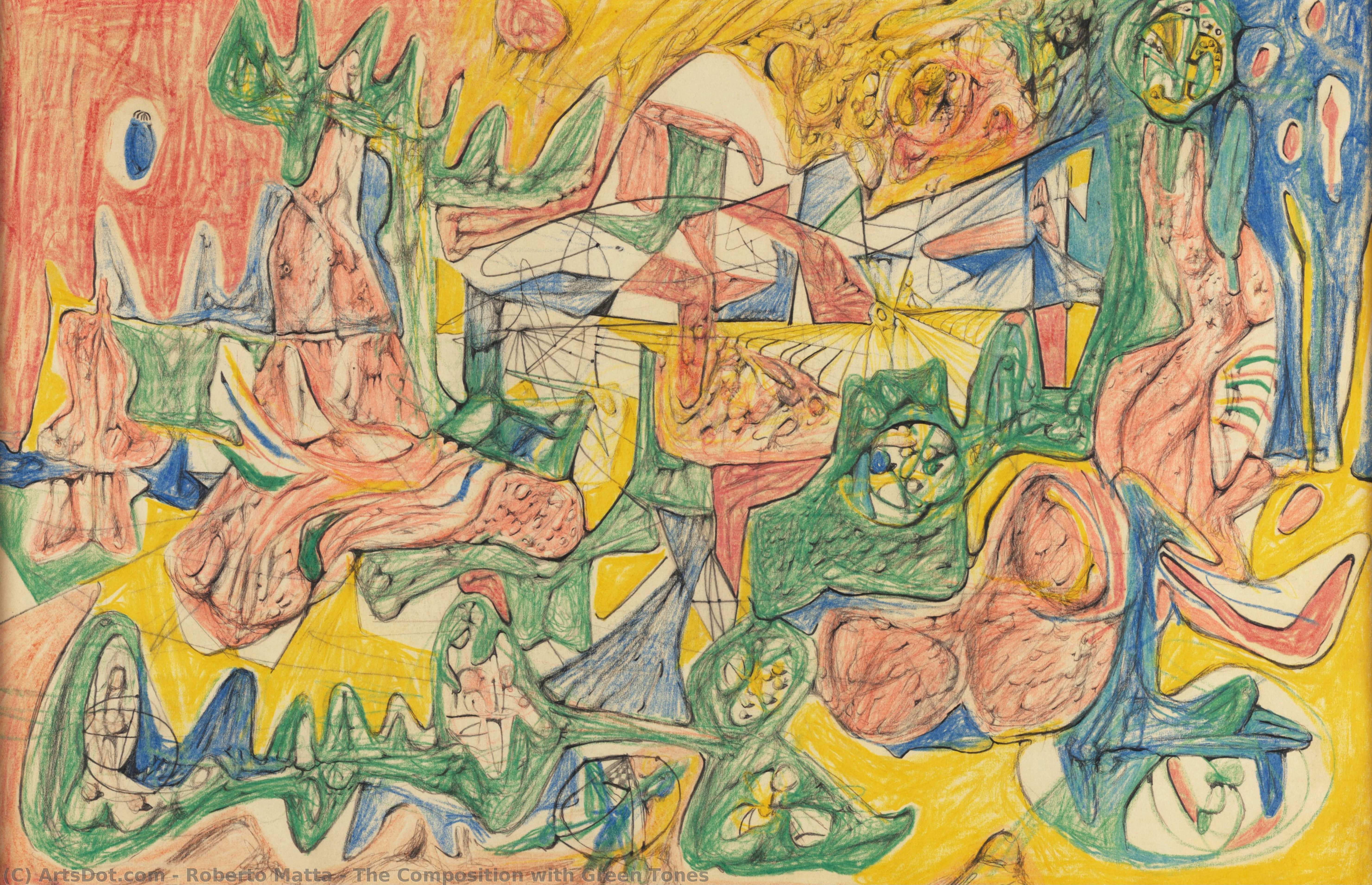 The Composition With Green Tones — Roberto Matta