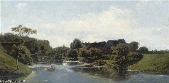 Rowing Along A Village In Summer — Paul Joseph Constantine Gabriel