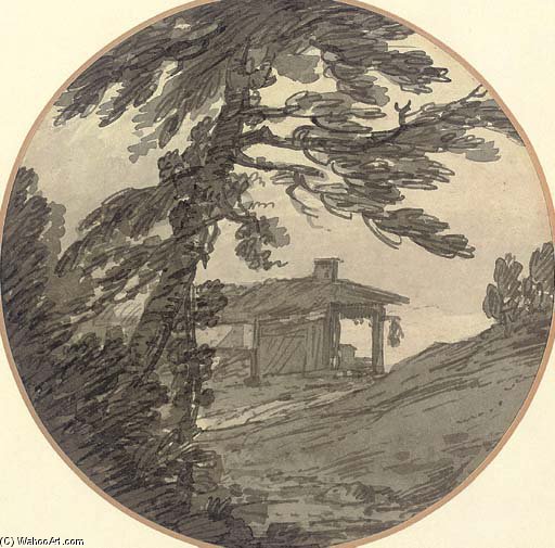 A Ruined Barn Amongst Trees — Alexander Cozens