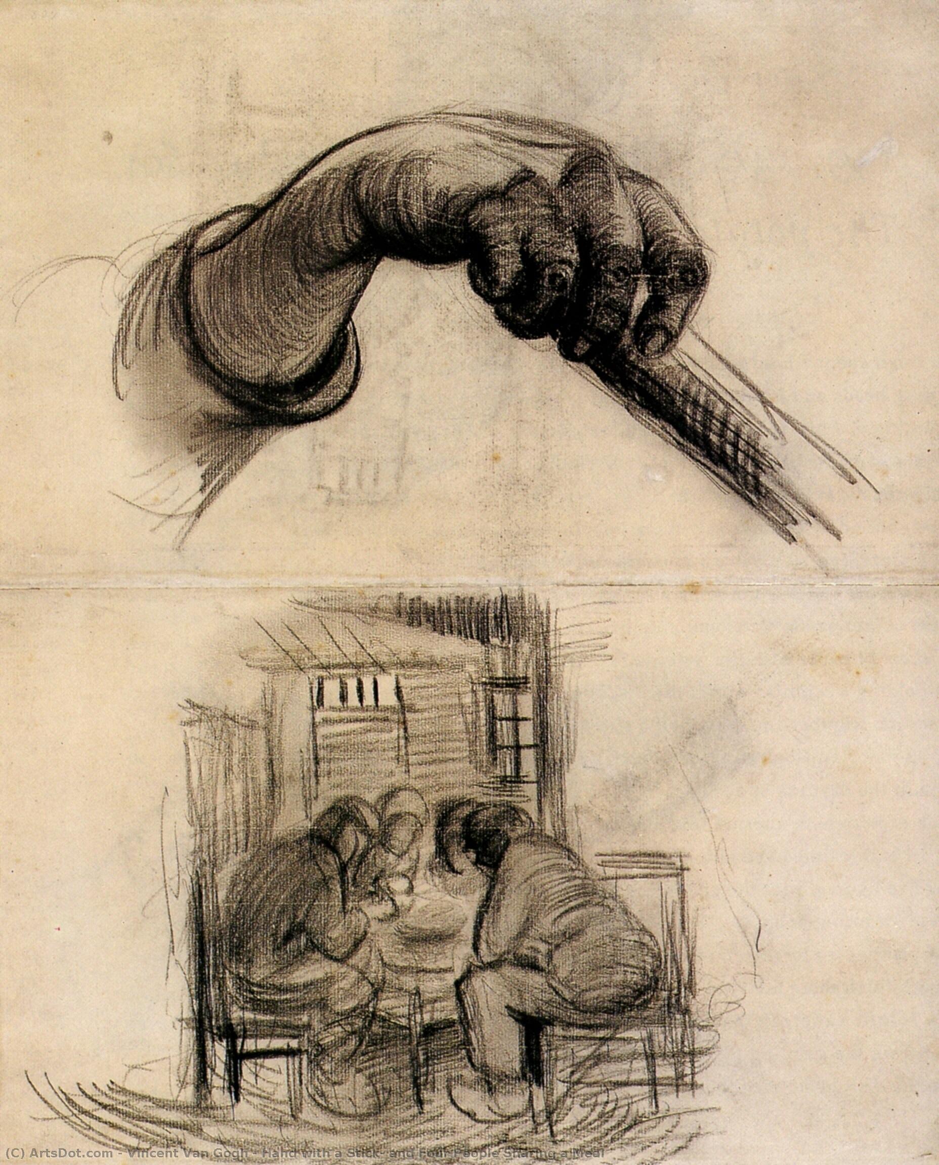 Hand With A Stick, And Four People Sharing A Meal — Vincent Willem Van Gogh