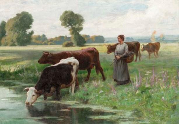 Leading The Herd To Drink — Édouard Debat-ponsan
