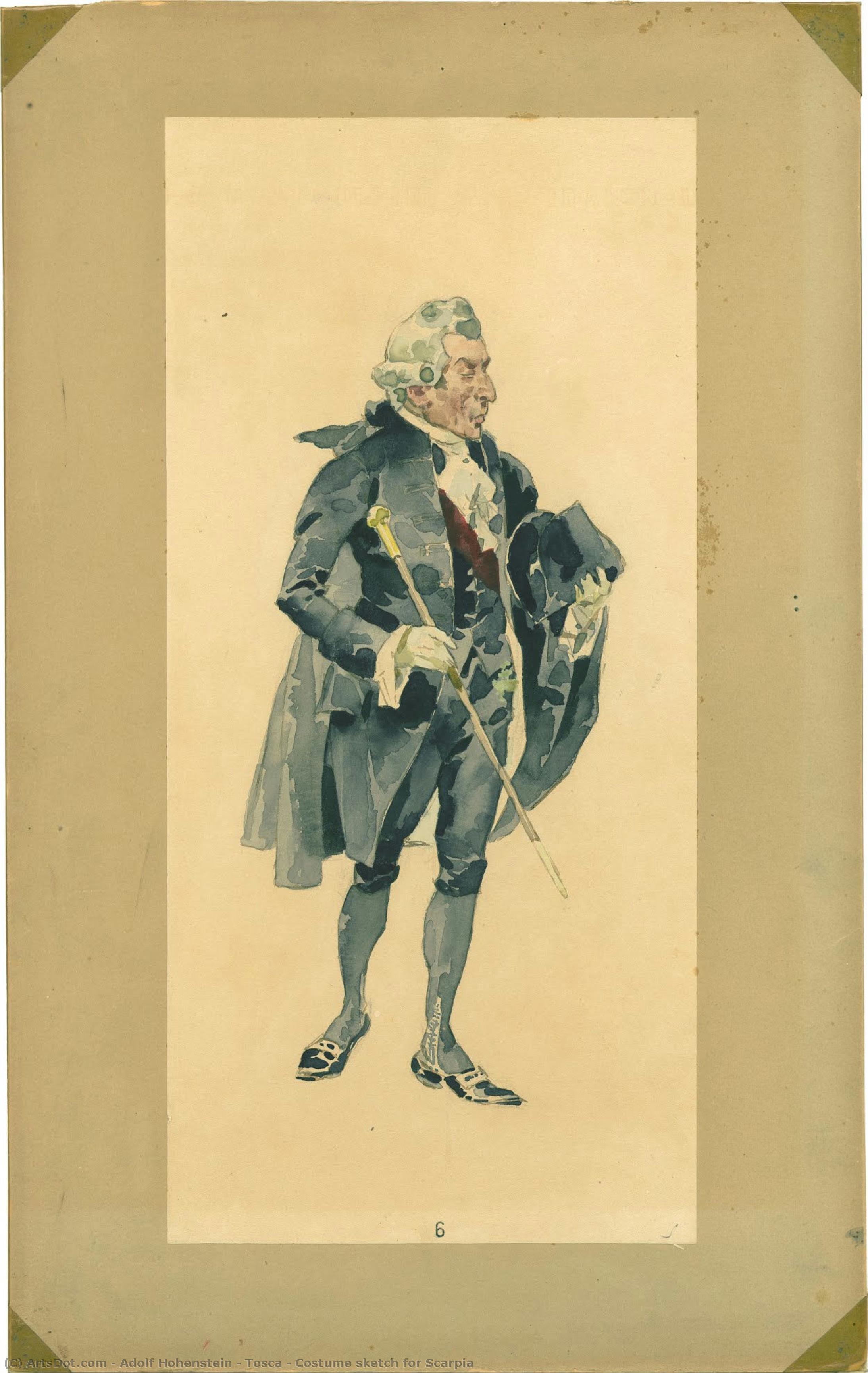 Tosca - Costume Sketch For Scarpia — Adolf Hohenstein