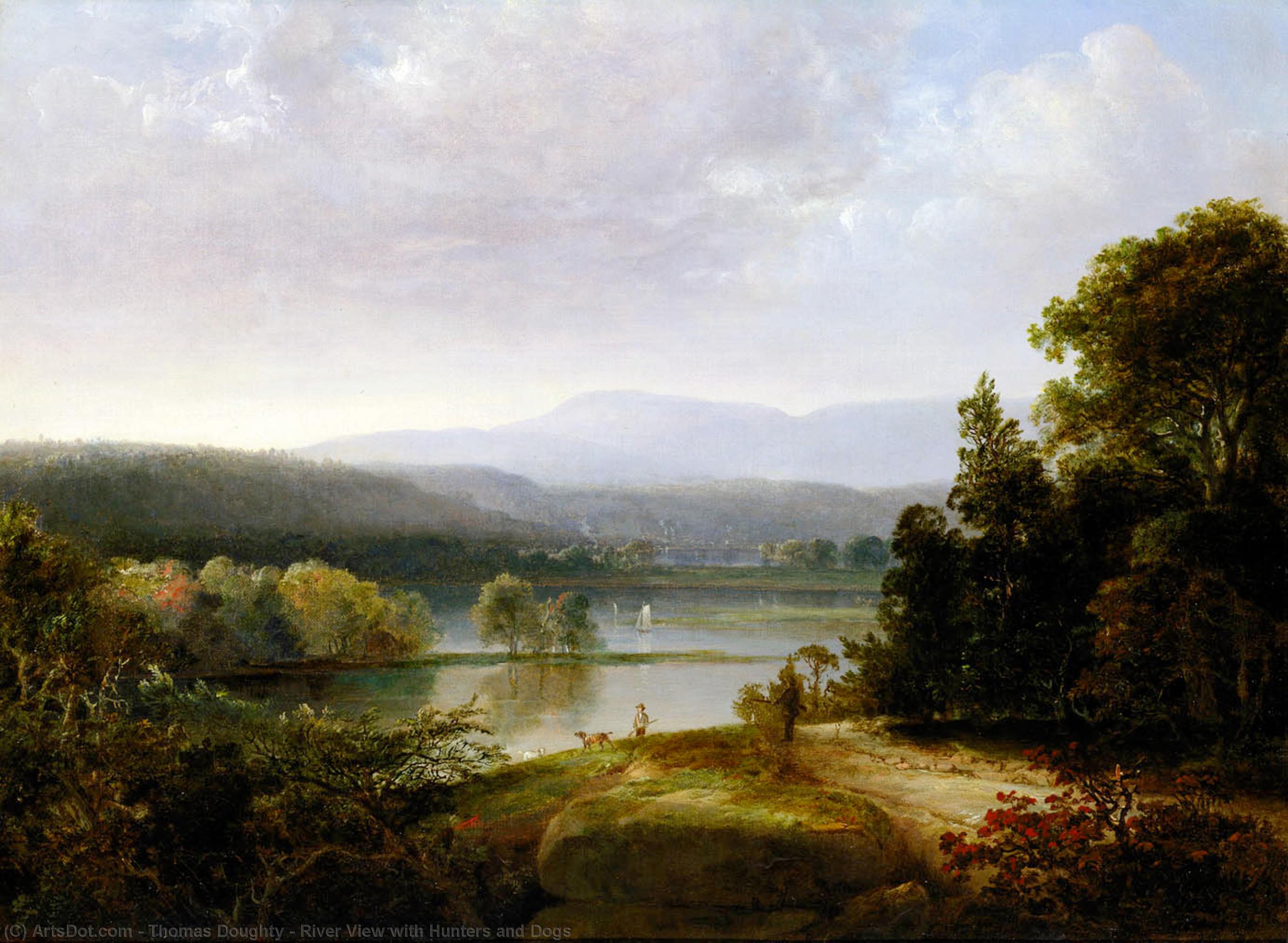 River View With Hunters And Dogs — Thomas Doughty