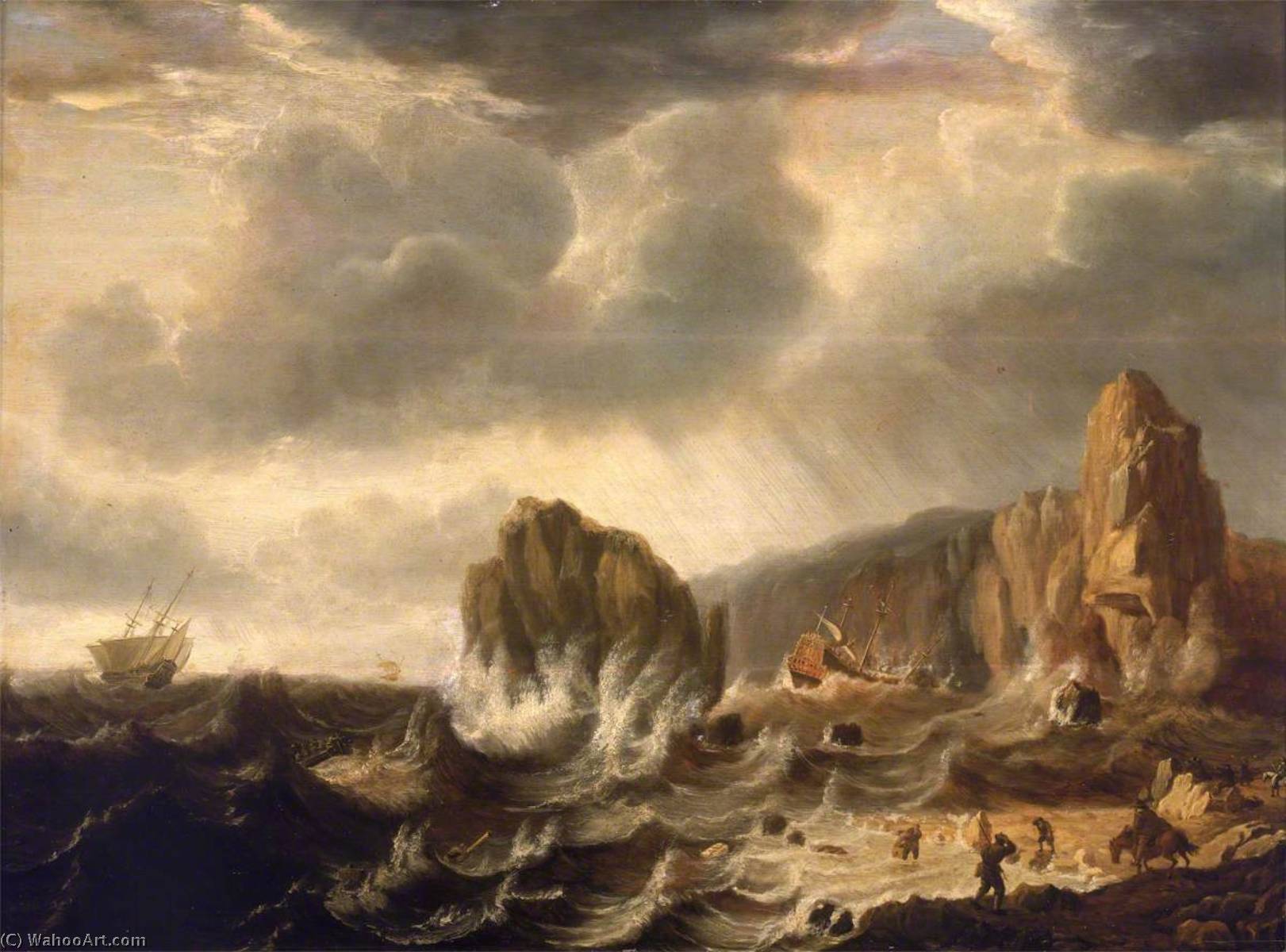 A Ship Wrecked Off A Rocky Coast — Simon Jacobsz De Vlieger