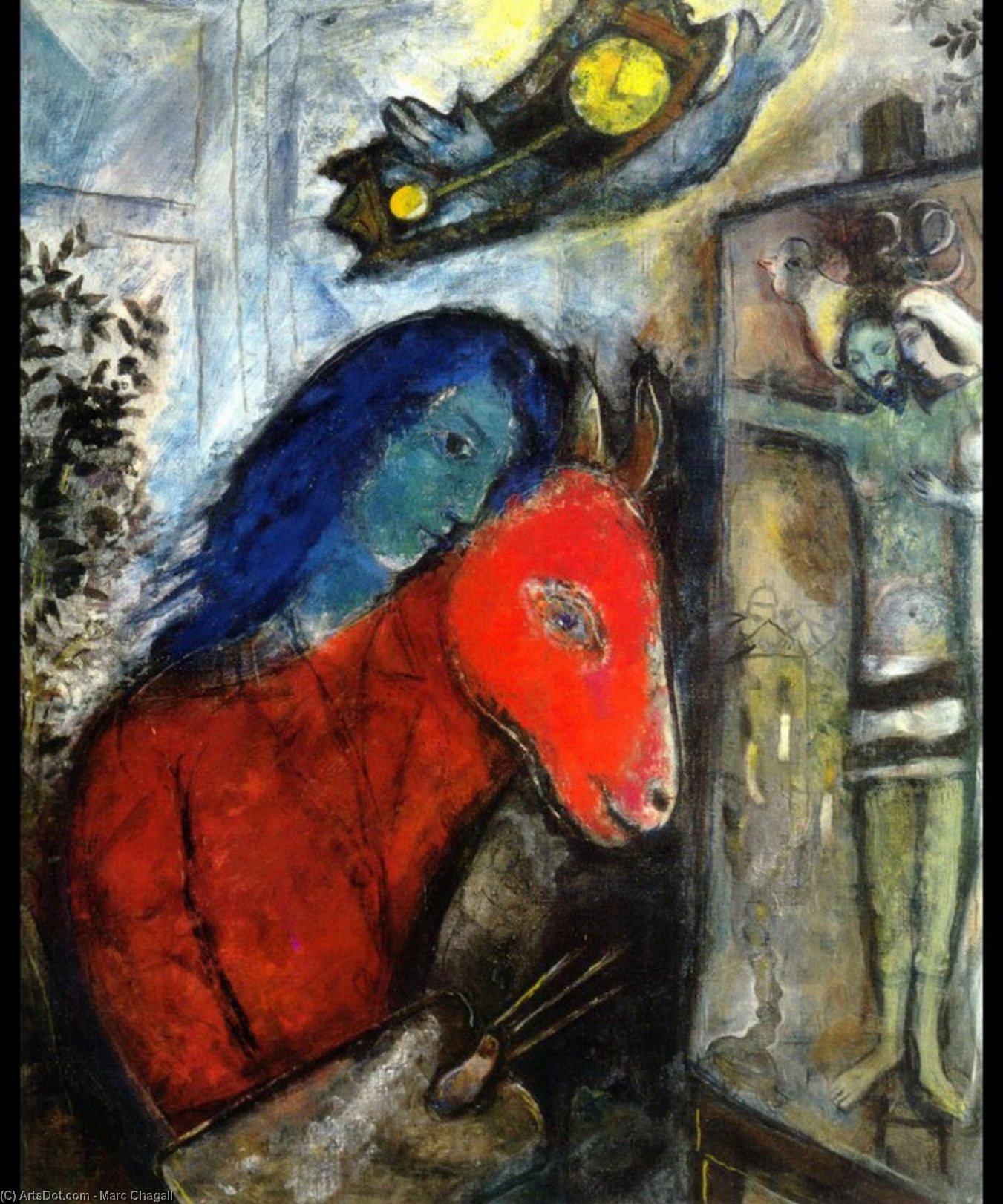 Self Portrait With A Clock In Front Of Crucifixion — Marc Chagall