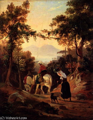 Italian Landscape With Peasants — Carl Wilhelm Goetzloff