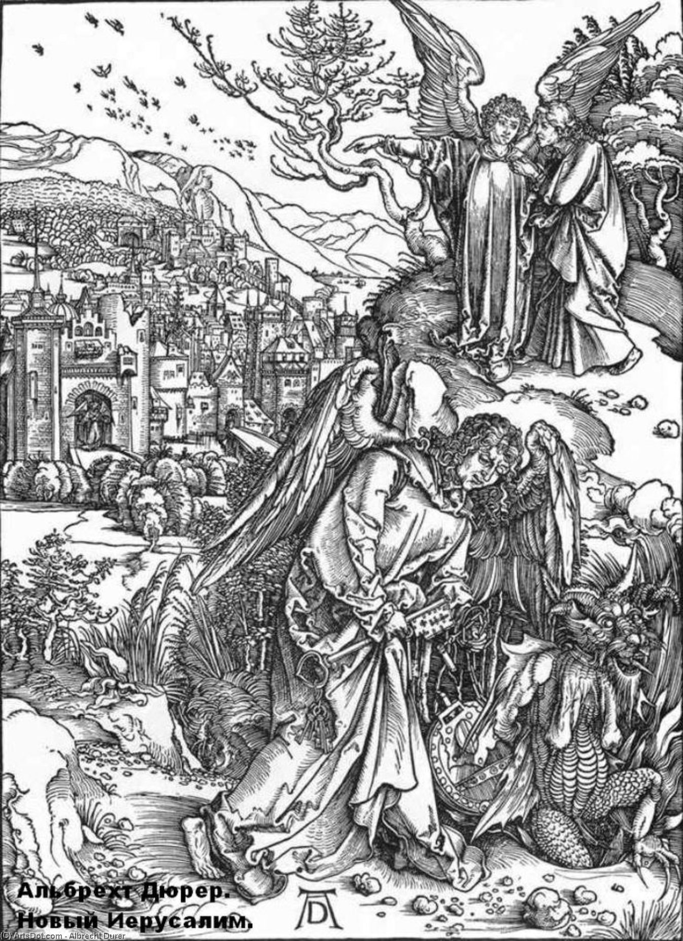 The Revelation Of St John: 15. The Angel With The Key To The Bottomless Pit — Albrecht Dürer