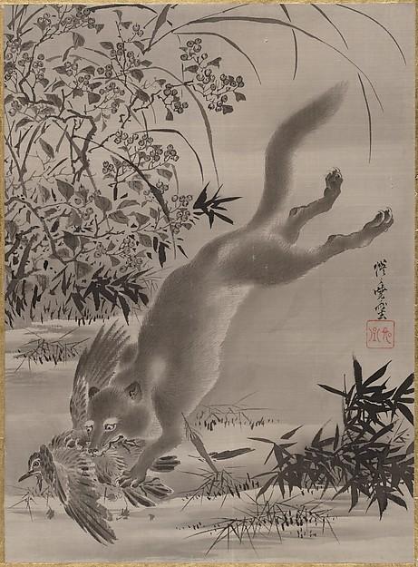 Fox Catching Bird — Kawanabe Kyōsai