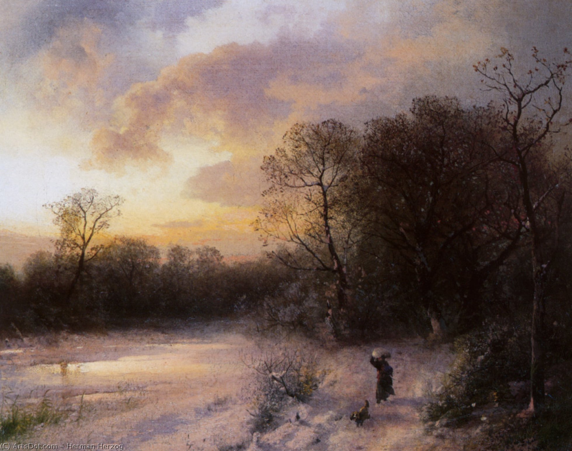 Daybreak On A Snowy Morning — Herman Herzog