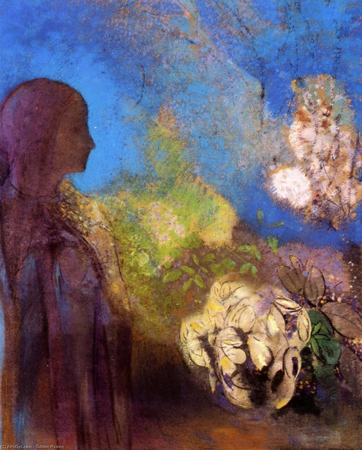Girl With Chrysanthemums — Odilon Redon