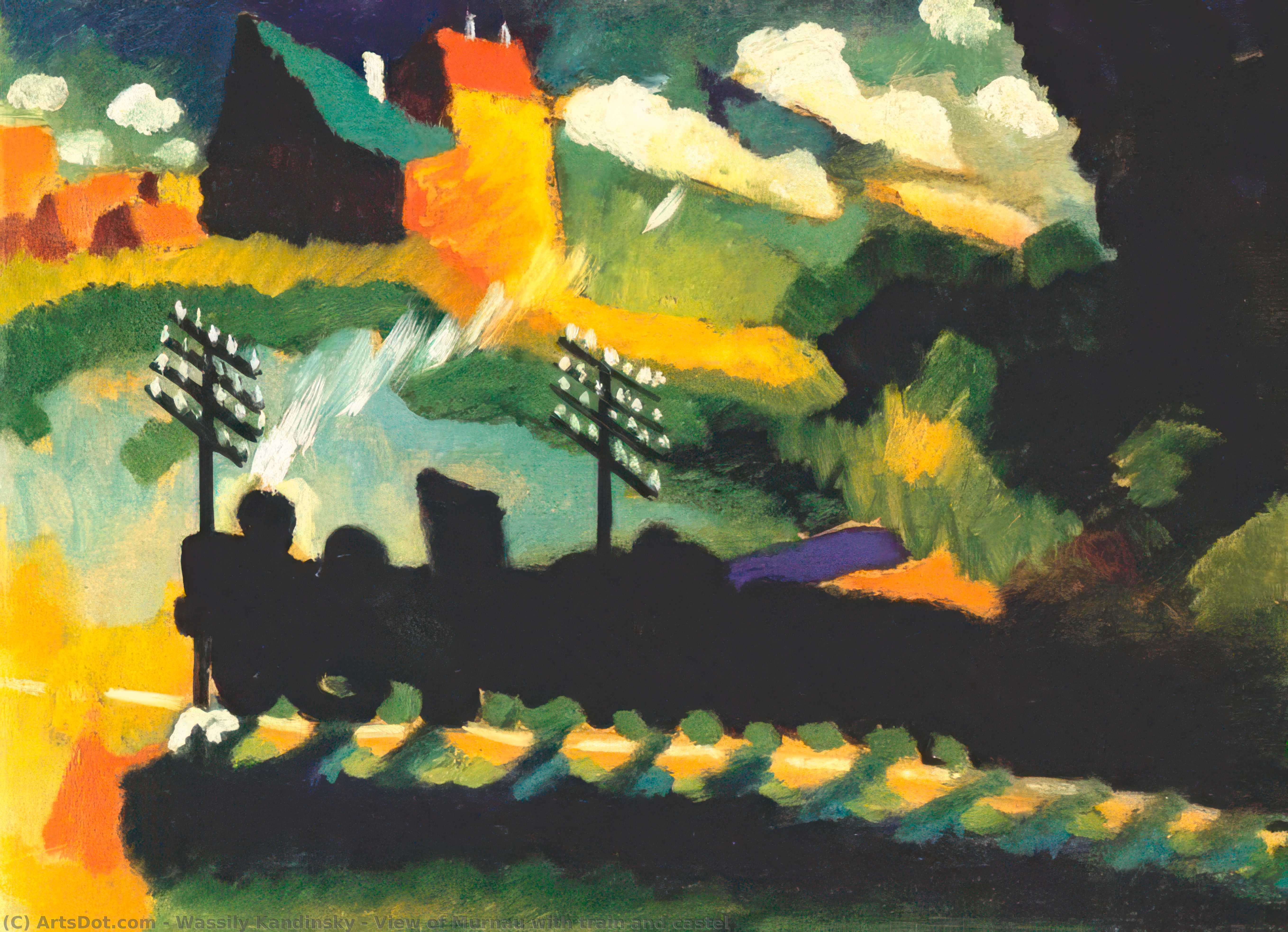 View Of Murnau With Train And Castel — Wassily Wassilyevich Kandinsky