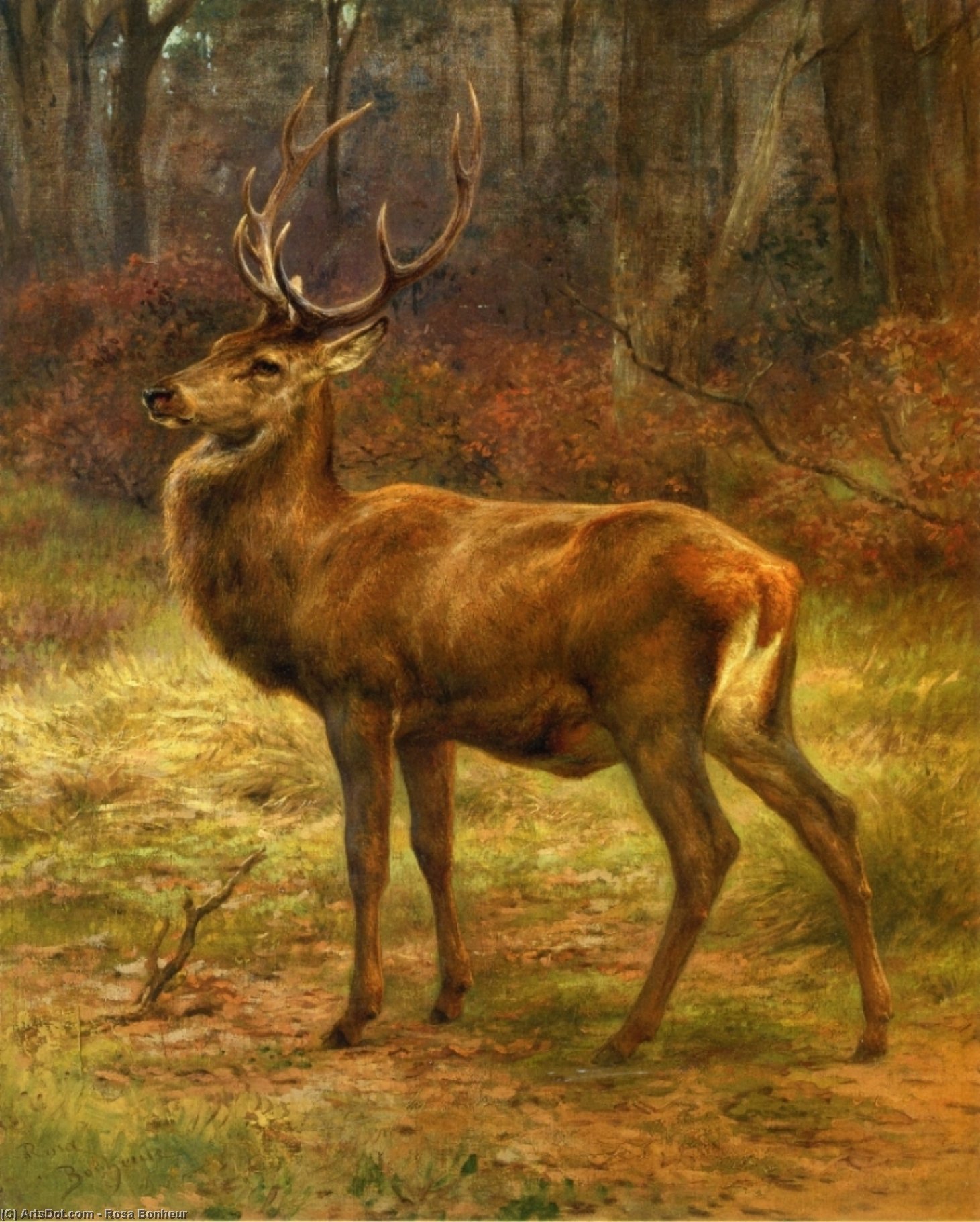 Stag In An Autumn Landscape — Rosa Bonheur